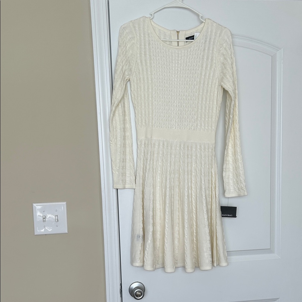 Ellen Tracy Cream Knit Dress